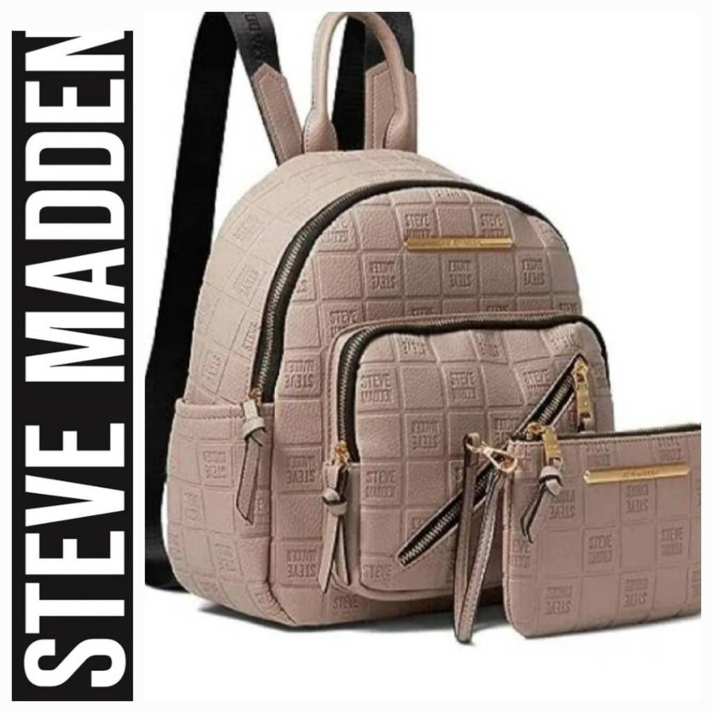 Steve‎ Madden Balma Logo Zipper Backpack- Blush